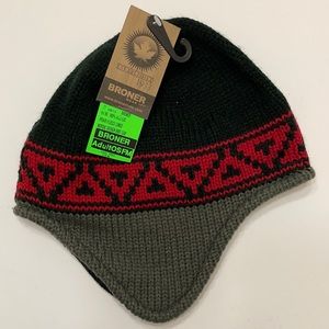 Broner 100% Acrylic Polar Fleece Lining Nordic Design Knit Hat Red Black Gray